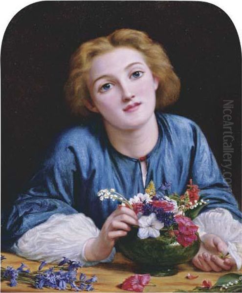 Young Girl With Flowers - view 1