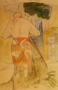 Ja Orana Ritou Aka Self Portrait Of The Artist At His Drawing Table Tahiti