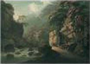 Travellers In A River Gorge by Thomas Walmsley