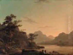 Ullswater From Gowbarrow Park, With A Figure Sketching In Theforeground