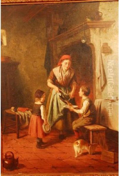 Mother Withdaughter And Son In A Kitchen - view 1