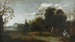 A Rider Passing Through A Country Landscape by Goffredo, Gottfried Wals