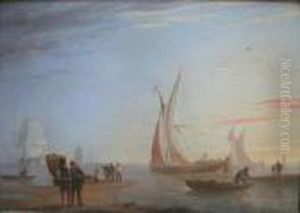 Coastal Scene At Evening Signed And Dated 1842 Coastal Scene At Evening Signed And Dated 1842