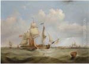 A Merchant Ship, Hove To, Off The Mouth Of The Mersey by Samuel Walters
