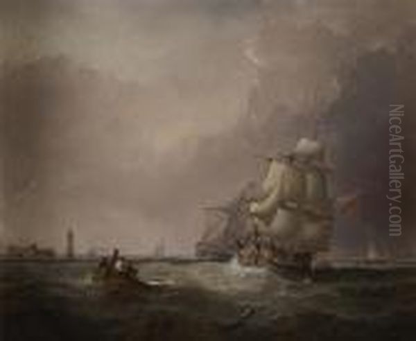Sailing Ship In Full Sail Off Mersey Harbour - view 1