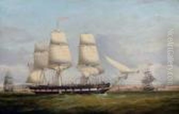 The American Merchantman Euphrasia In Three Positions Off The
Liverpool Waterfront - view 1
