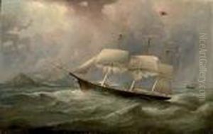 The Black Ball Line Clipper Ship
Ocean Chief Reducing Sail On Her Australian Run Inscribed On The
Reverse by Samuel Walters