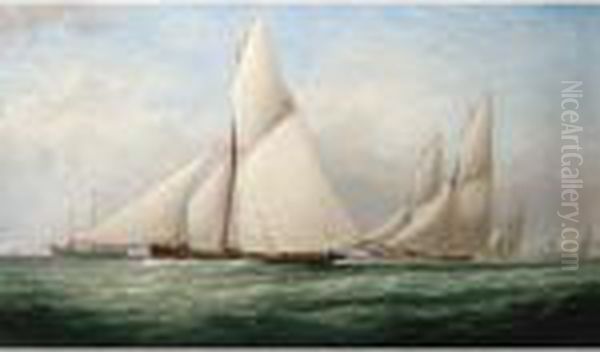 Yachts Racing Past The Kish Light Vessel Off Dublin Bay - view 1