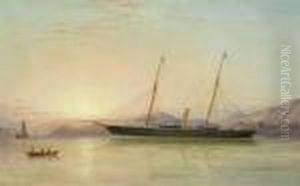 The Auxiliary Schooner Ceres Of The Royal Mersey Yacht Club Innorwegian Waters by Samuel Walters