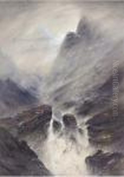 A Raging Torrent, Snowdonia - view 1