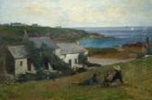 Coastal Scene With Children In The Foreground