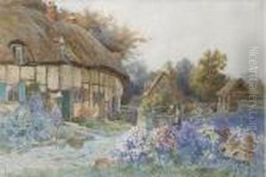 A Cottage Garden In Summer Watercolour by Richard Wane