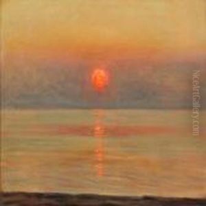 View Over The Sea Withsunset by Albert Edward Wang