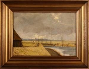 Landschaft Mit Haus Bei Frederiksvaerk by Albert Edward Wang