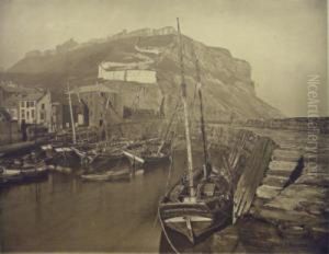 The Old Harbour And Castle Scarborough by Charles Edward Wanless