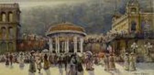 Scarborough Spa And Bandstand With Figures Promenading Scarborough Spa And Bandstand With Figures Promenading