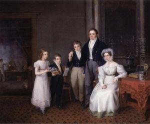 Portrait Of A Family With A Silversmith Foundry In The Background