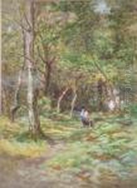 Mother And Children On The Path To The Cottage. - view 1