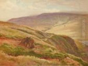 Grouseshooting In A Highland Landscape; Watercolour, Signed, 41x61cm