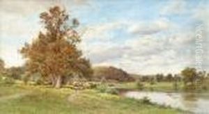 River Landscape Withcattle Beyond by Cyril Ward