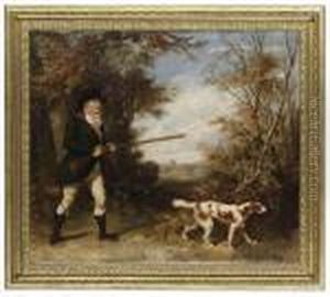A Gentleman Out Shooting With His Working Spaniel by Martin Theodore Ward