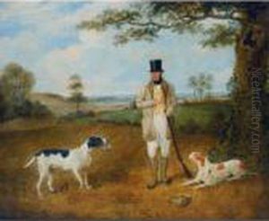 William Haslehust With His Hounds In A Landscape by Martin Theodore Ward