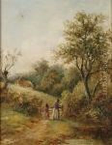 A Mother And Daughter At A Country Gate; & A Companion by William Henry Waring