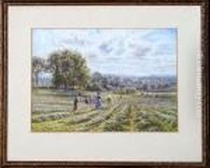 Workers In A Field Gathering Hay by Edmund George Warren