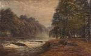 A Wooded River Landscape With Birds A Wooded River Landscape With Birds