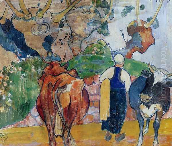 Peasant Woman And Cows In A Landscape - view 1