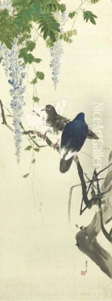 Toka Gunkyu No Zu (wisteria And Group Of Pigeons) - view 1