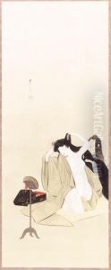 The Wife Of Enya Takasada At Her Toilette by Seiti Shotei Watanabe