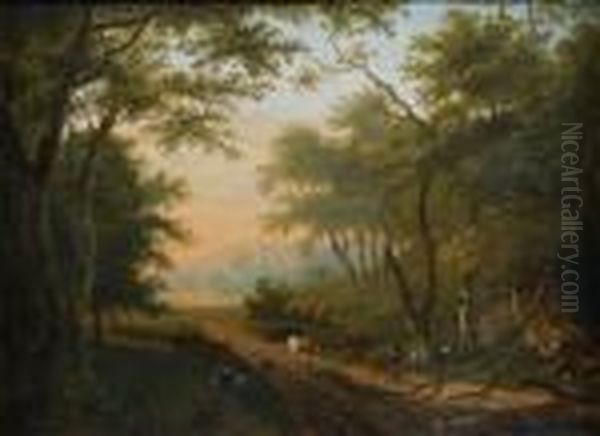 Bergers Et Leur Troupeau Sur Un Chemin - view 1