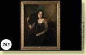 Portrait D'une Dame De Qualite A L'eventail by Charles Joseph Watelet