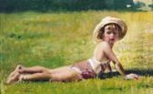 Liegendes Madchen Im Gras. by Charles Joseph Watelet