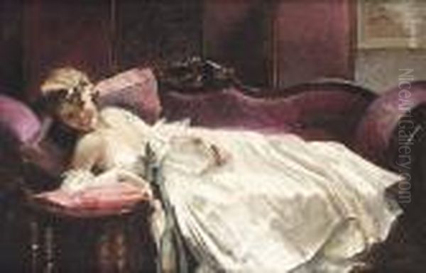 A Lady On A Purple Sofa - view 1