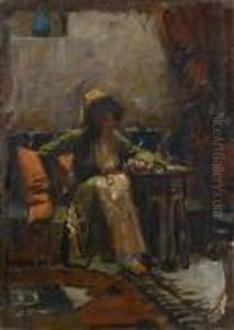 An Eastern Interior With A Seated Girl by John William Waterhouse