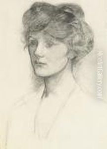 Portrait Of A Lady, Bust-length, Possibly Mrs Alexander Puleston Henderson by John William Waterhouse