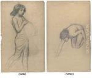 Studies For Flora And The Zephyrs (recto) And (verso) by John William Waterhouse