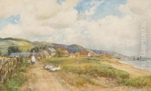 Breezy Weather Near Stonehaven,scotland by Ernest Albert Waterlow