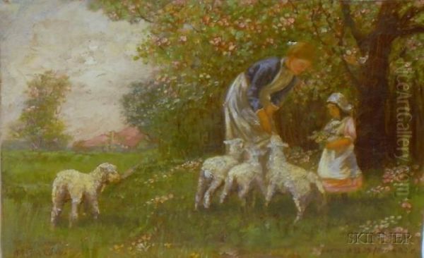 Feeding The Spring Lambs - view 1