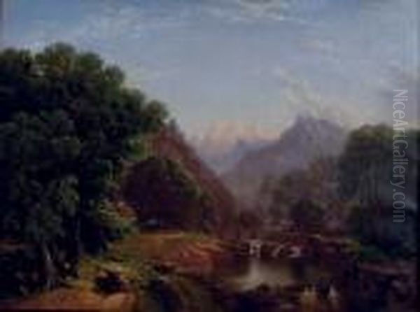 Summer Mountainscape With Figures - view 1