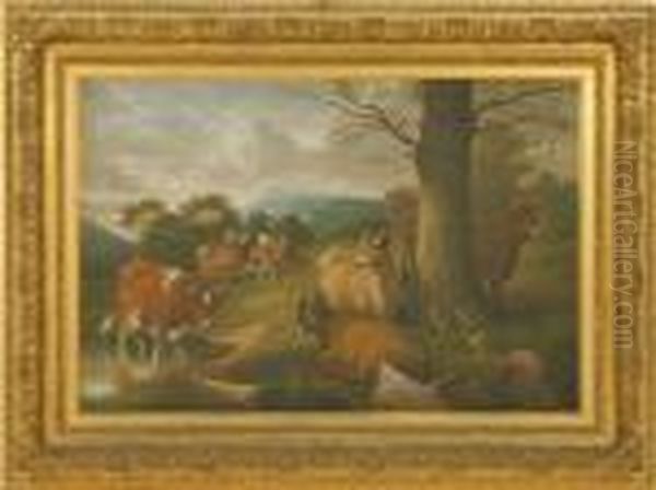 Pasture Scene With Cows And Distant Mountains - view 1