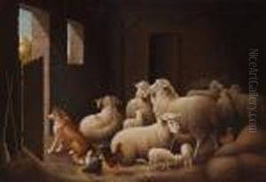 Barn Scene With Livestock by Susan C. Waters
