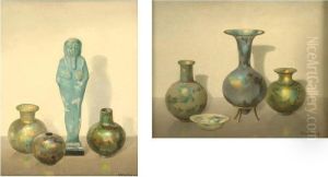 Still Life With Ancient Vases: A Pair Of Paintings by Harry Wilson Watrous