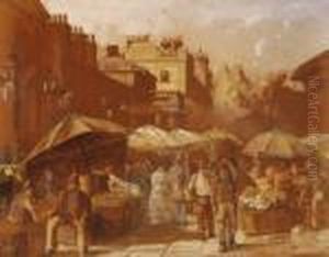Busy Street Market In Covent Garden by Charles Watson