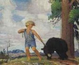A Child Leading A Bear