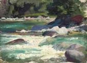 A River In Spate by George Spencer Watson