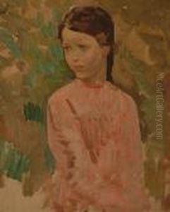 Study Of A Young Girl In A Pink Dress.