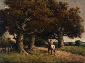 Landscape With Horse And Rider by Homer Ransford Watson